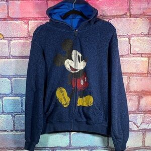 Disney Mickey Mouse Zip Up Hoodie Youth XL Purple Graphic Full Zip Jacket